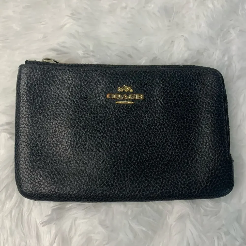 Coach Black Double Zip Pouch